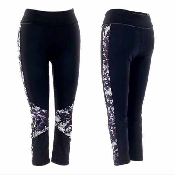 Alala Black Abstract Navy Print Athleisure Ankle Running Leggings Size XS - Picture 1 of 12